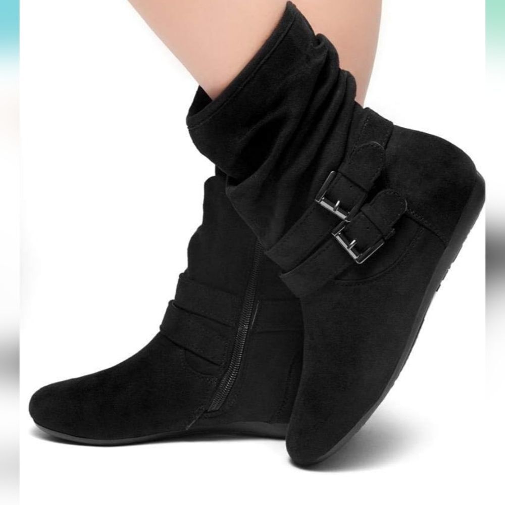 BRAND NEW HERSTYLE LINDELL FLAT HEEL CALF SIDE ZIPPER SLOUCH ANKLE BOOTIES - Picture 4 of 16